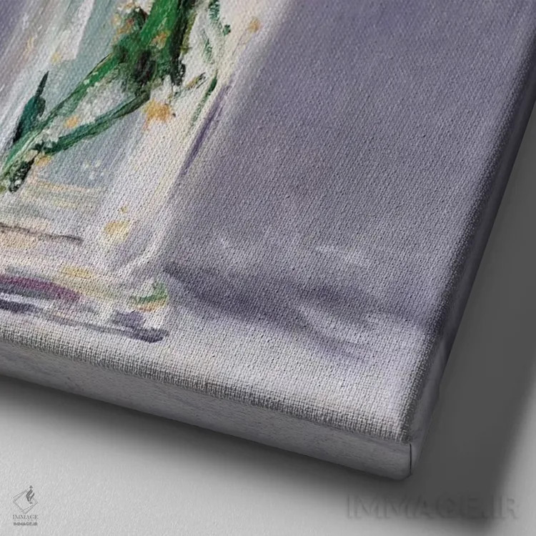 تابلو گل راگد رابین و یاس کبود اثر ادوارد مانه (نقاش معروف فرانسوی) - نمای نزدیک بافت بوم