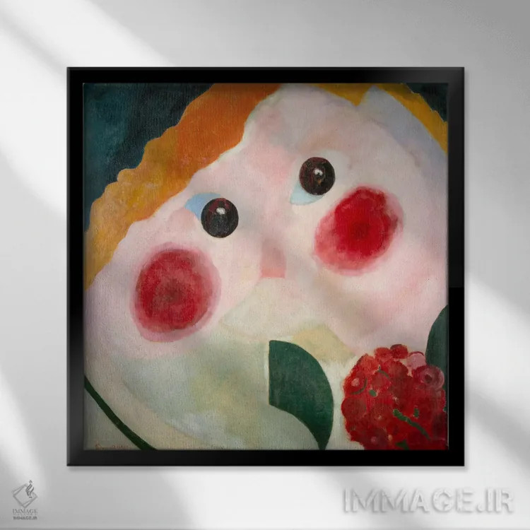 تابلو دختر با گل آلاله اثر تئو فان دوسبورخ (هنرمند مدرنیست هلندی) - نمای قابدار مشکی