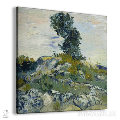تابلو صخرهها اثر ونسان ون گوگ (نقاش مشهور هلندی پستامپرسیونیسم) - نمای پرسپکتیو محصول