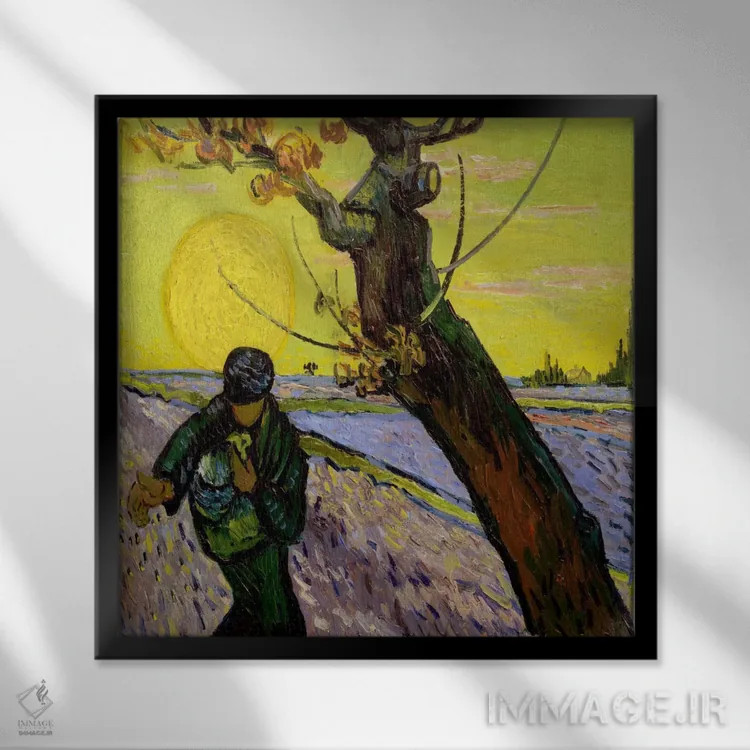 تابلو بذرپاش اثر ونسان ون گوگ (نقاش مشهور هلندی پستامپرسیونیسم) - نمای قابدار مشکی