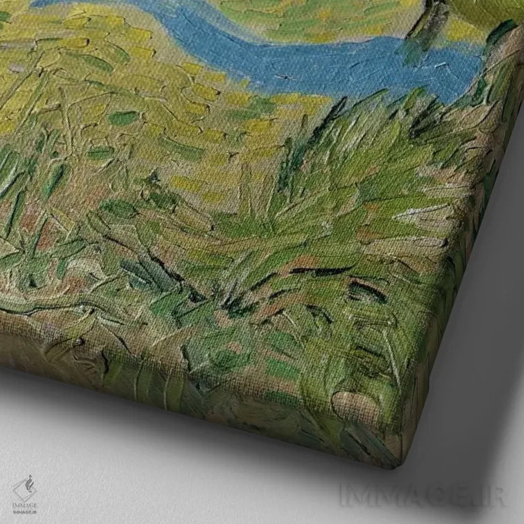 تابلو وسنو در اوور اثر ونسان ون گوگ (نقاش مشهور هلندی پستامپرسیونیسم) - نمای نزدیک بافت بوم