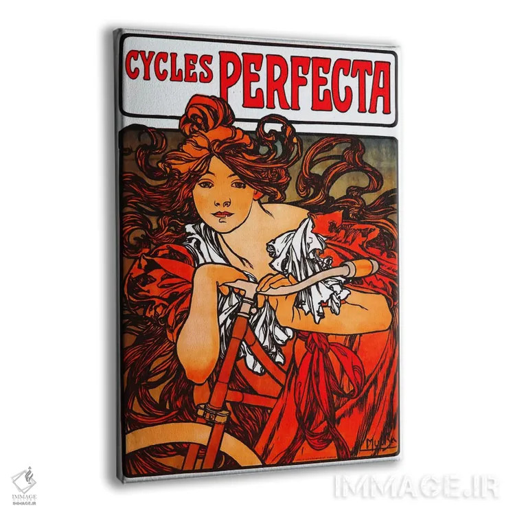 تابلو دوچرخهٔ پرفکتا (تبلیغات قدیمی) اثر آلفونس موخا (هنرمند آرت نووی چک) - نمای پرسپکتیو محصول