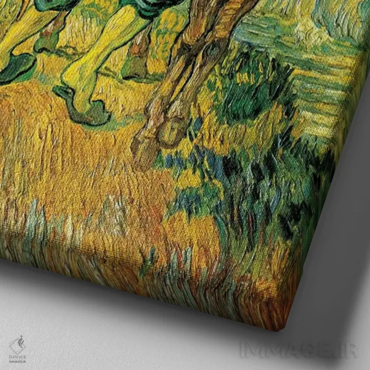 تابلو سامری نیکوکار اثر ونسان ون گوگ (نقاش مشهور هلندی پستامپرسیونیسم) - نمای نزدیک بافت بوم