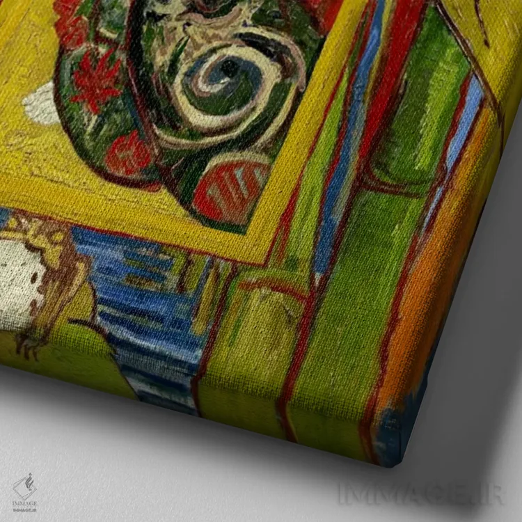 تابلو زن نجیب (به سبک آیزن) اثر ونسان ون گوگ (نقاش مشهور هلندی پستامپرسیونیسم) - نمای نزدیک بافت بوم