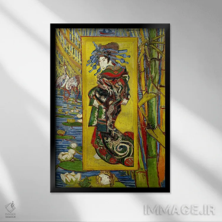 تابلو زن نجیب (به سبک آیزن) اثر ونسان ون گوگ (نقاش مشهور هلندی پستامپرسیونیسم) - نمای قابدار مشکی