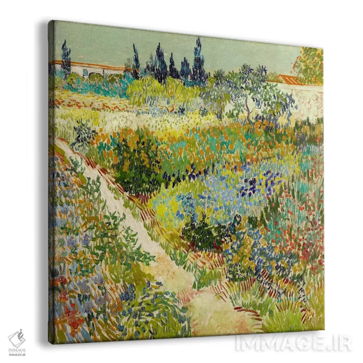 تابلو باغ در آرل اثر ونسان ون گوگ (نقاش مشهور هلندی پستامپرسیونیسم) - نمای پرسپکتیو محصول