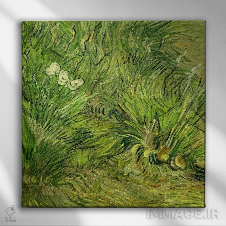 تابلو دو پروانه سفید اثر ونسان ون گوگ (نقاش مشهور هلندی پستامپرسیونیسم) - نمای روبهرو روی دیوار