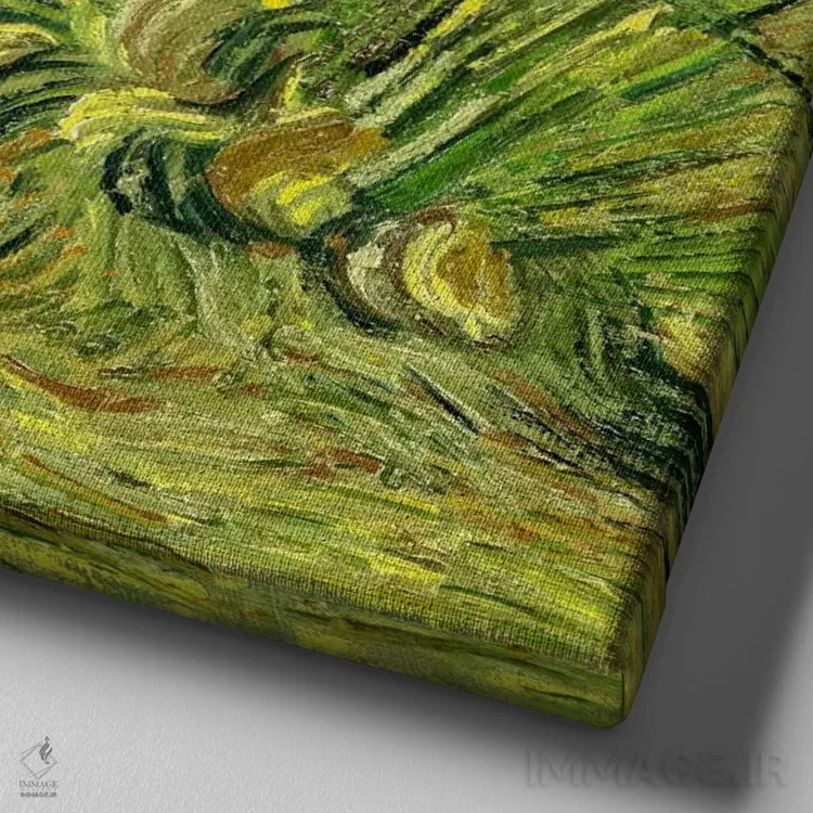 تابلو دو پروانه سفید اثر ونسان ون گوگ (نقاش مشهور هلندی پستامپرسیونیسم) - نمای نزدیک بافت بوم