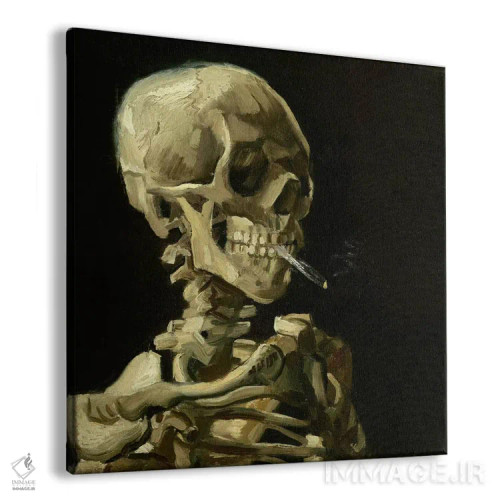 تابلو جمجمه با سیگار روشن اثر ونسان ون گوگ (نقاش مشهور هلندی پستامپرسیونیسم) - نمای پرسپکتیو محصول