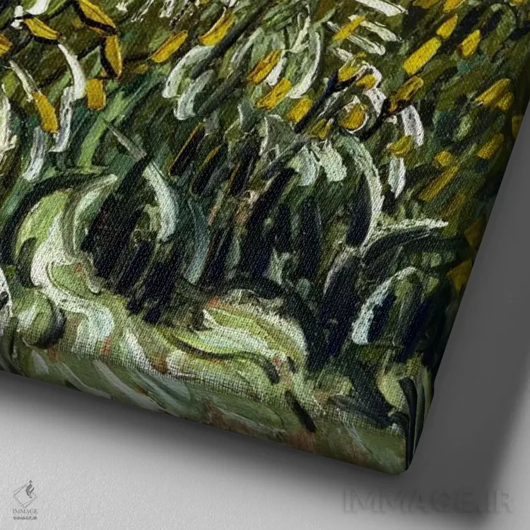 تابلو خانهای در اوور اثر ونسان ون گوگ (نقاش مشهور هلندی پستامپرسیونیسم) - نمای نزدیک بافت بوم