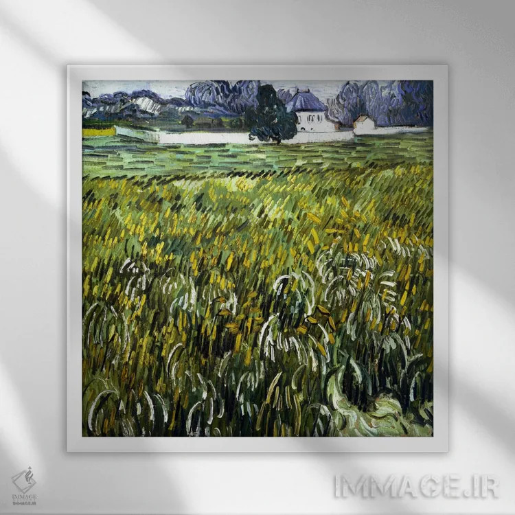 تابلو خانهای در اوور اثر ونسان ون گوگ (نقاش مشهور هلندی پستامپرسیونیسم) - نمای قابدار سفید