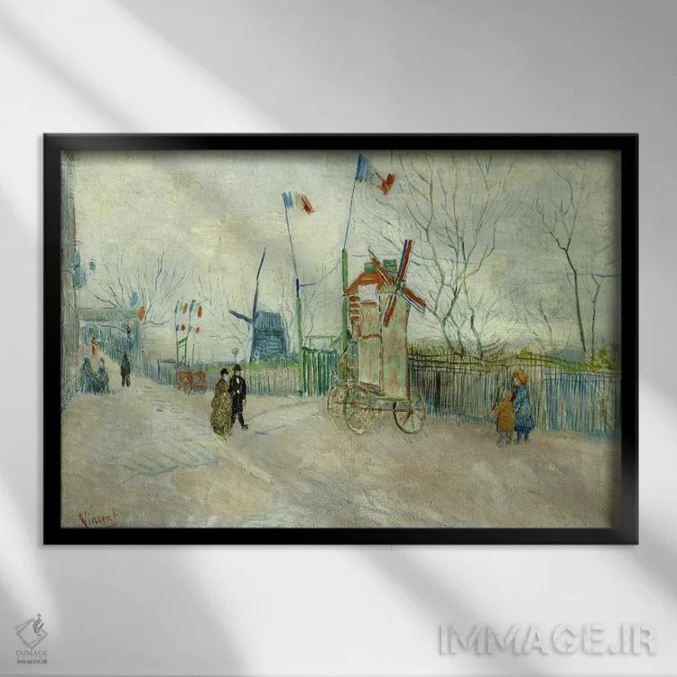 تابلو بنبست دو برادر (عنوان فرانسوی) اثر ونسان ون گوگ (نقاش مشهور هلندی پستامپرسیونیسم) - نمای قابدار مشکی