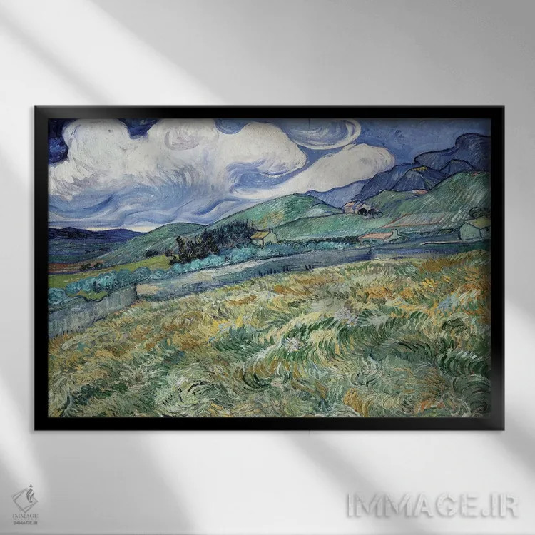 تابلو منظره در سنت رِمی اثر ونسان ون گوگ (نقاش مشهور هلندی پستامپرسیونیسم) - نمای قابدار مشکی
