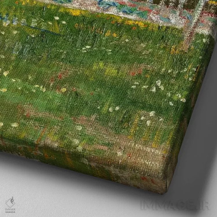 تابلو باغ شکوفهدار (درختان آلو) اثر ونسان ون گوگ (نقاش مشهور هلندی پستامپرسیونیسم) - نمای نزدیک بافت بوم