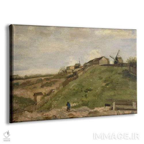 تابلو تپه مونمارتر با معدن سنگ اثر ونسان ون گوگ (نقاش مشهور هلندی پستامپرسیونیسم) - نمای پرسپکتیو محصول