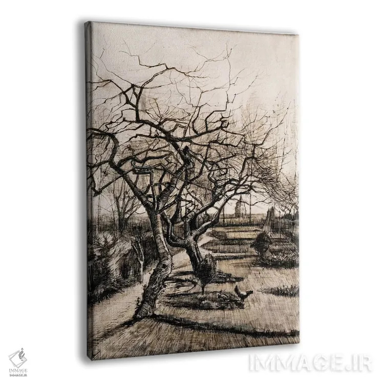 تابلو باغ خانه کشیش در نوئنن در زمستان اثر ونسان ون گوگ (نقاش مشهور هلندی پستامپرسیونیسم) - نمای پرسپکتیو محصول