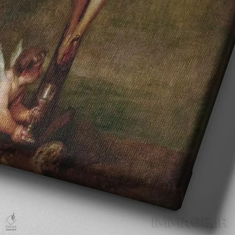 تابلو مسیح همراه فرشتگانی که جام به دست دارند اثر پیتر پل روبنس - نمای نزدیک بافت بوم