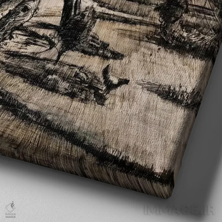 تابلو باغ خانه کشیش در نوئنن در زمستان اثر ونسان ون گوگ (نقاش مشهور هلندی پستامپرسیونیسم) - نمای نزدیک بافت بوم