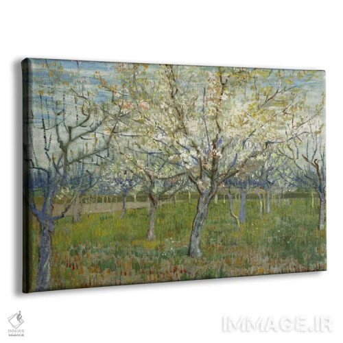 تابلو باغ صورتی اثر ونسان ون گوگ (نقاش مشهور هلندی پستامپرسیونیسم) - نمای پرسپکتیو محصول