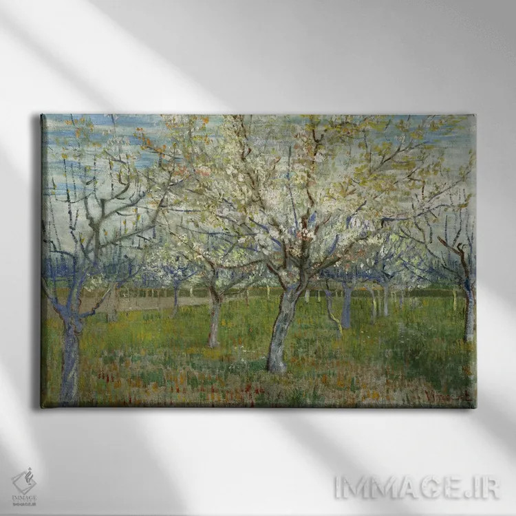 تابلو باغ صورتی اثر ونسان ون گوگ (نقاش مشهور هلندی پستامپرسیونیسم) - نمای روبهرو روی دیوار