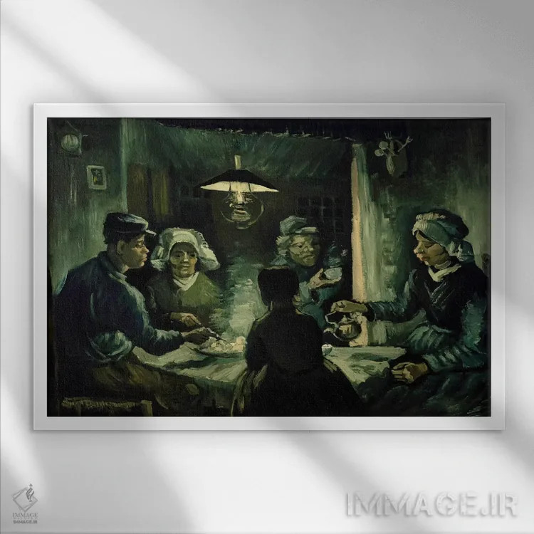 تابلو مطالعه دوم برای خورندگان سیبزمینی اثر ونسان ون گوگ (نقاش مشهور هلندی پستامپرسیونیسم) - نمای قابدار سفید