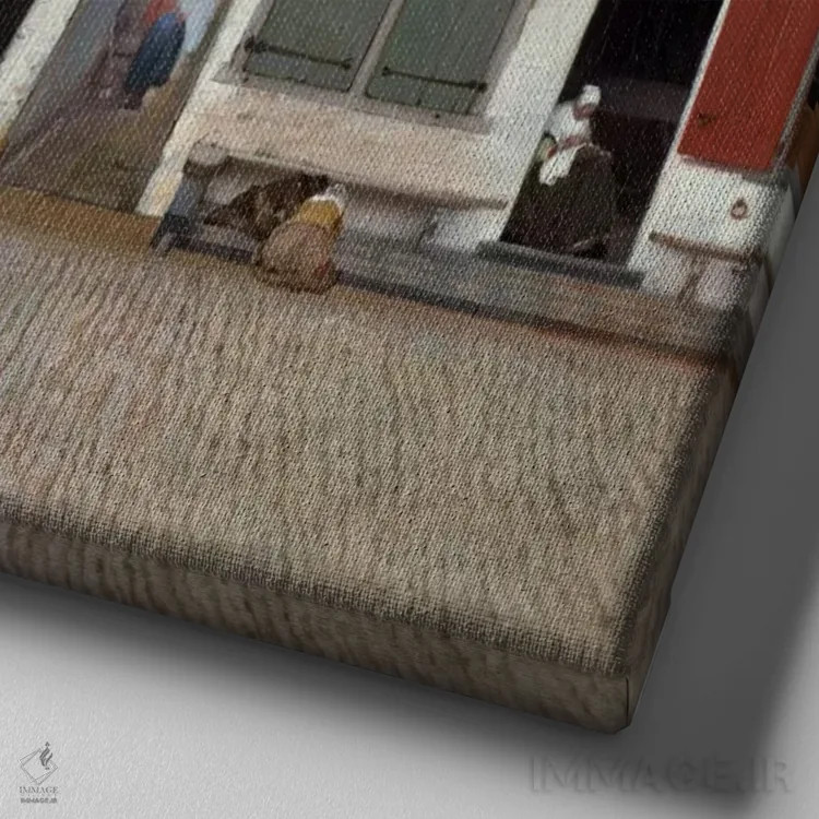 تابلو خیابانی در دلفت اثر یوهانس ورمیر (نقاش هلندی) - نمای نزدیک بافت بوم