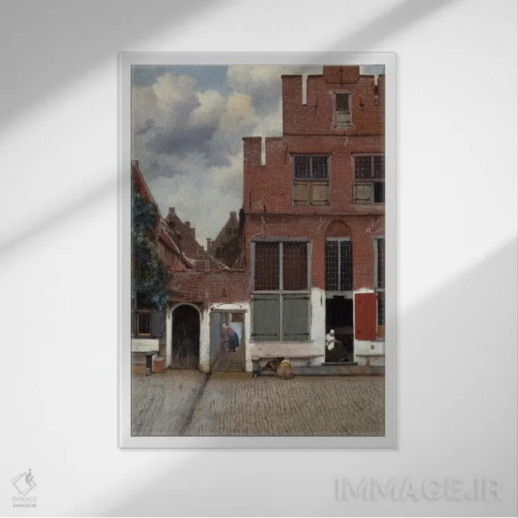 تابلو خیابانی در دلفت اثر یوهانس ورمیر (نقاش هلندی) - نمای قابدار سفید