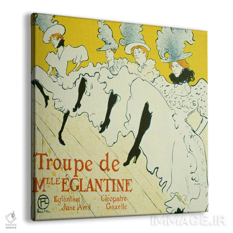 تابلو گروه نمایشی دوشیزه اِگلانتین (عنوان فرانسوی) اثر آنری دو تولوز-لوترک - نمای پرسپکتیو محصول
