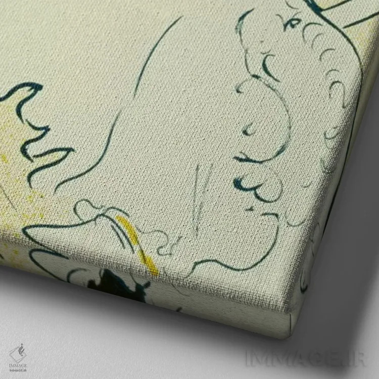 تابلو گروه نمایشی دوشیزه اِگلانتین (عنوان فرانسوی) اثر آنری دو تولوز-لوترک - نمای نزدیک بافت بوم