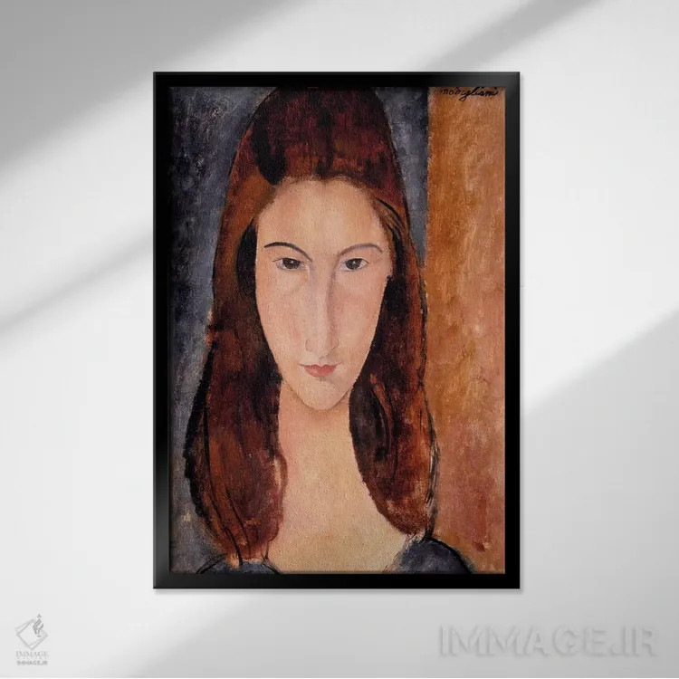 تابلو پرترهٔ ژان ایبوتِرن اثر آمادئو مودیلیانی (نقاش ایتالیایی) - نمای قابدار مشکی