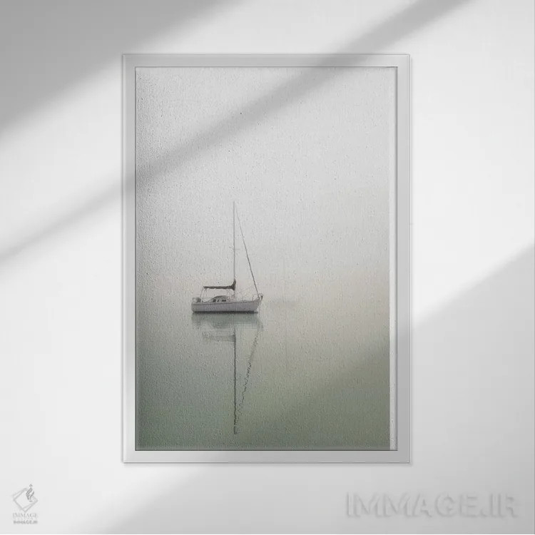 تابلو قایقهای بادبانی اثر عکاسی نیکلاس بل - نمای قابدار سفید
