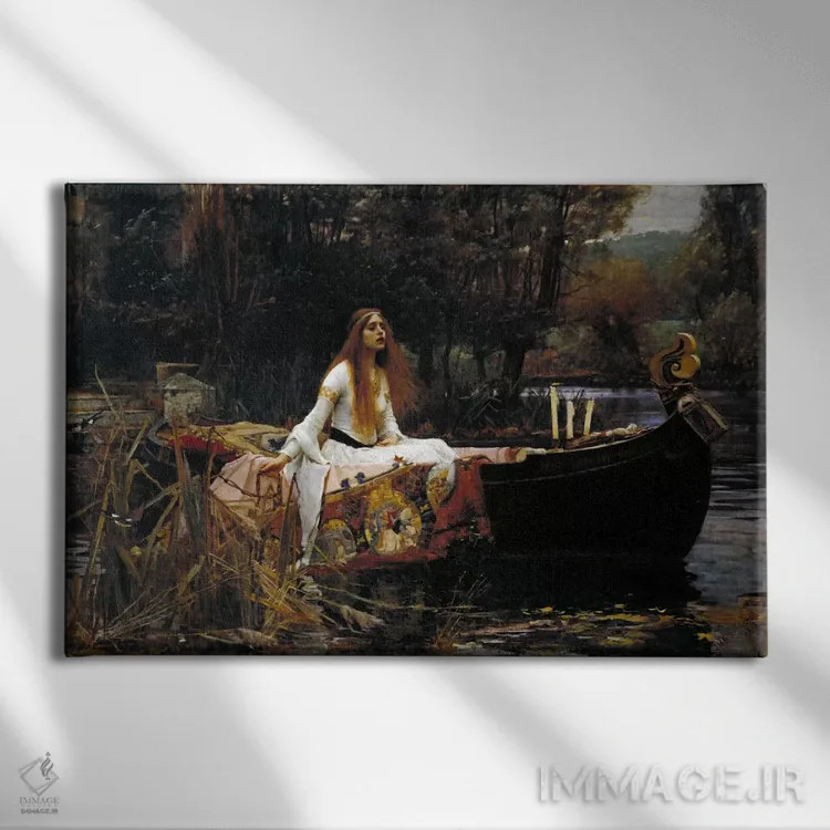 تابلو بانوی شالوت اثر جان ویلیام واترهاوس (نقاش انگلیسی سبک پره-رافائلیت) - نمای روبهرو روی دیوار