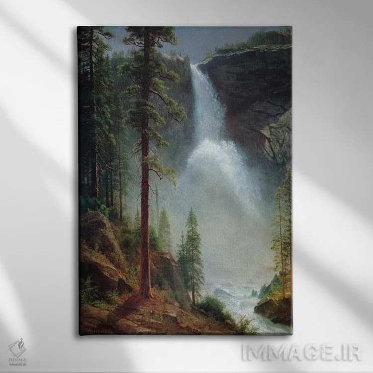 تابلو آبشار نوادا اثر آلبرت بیرشتات (نقاش منظره آمریکایی) - نمای روبهرو روی دیوار