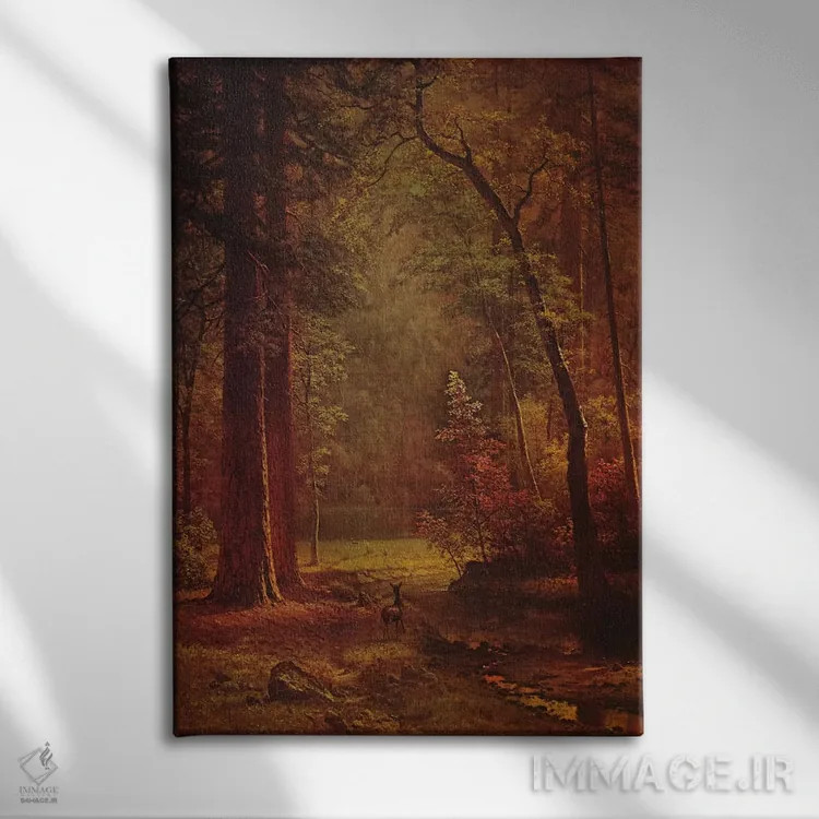 تابلو درخت داگوود (نوعی درخت گلدار) اثر آلبرت بیرشتات (نقاش منظره آمریکایی) - نمای روبهرو روی دیوار