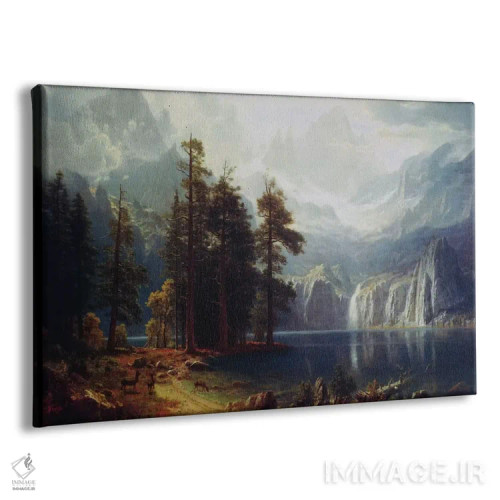 تابلو سیرا نوادا در کالیفرنیا اثر آلبرت بیرشتات (نقاش منظره آمریکایی) - نمای پرسپکتیو محصول
