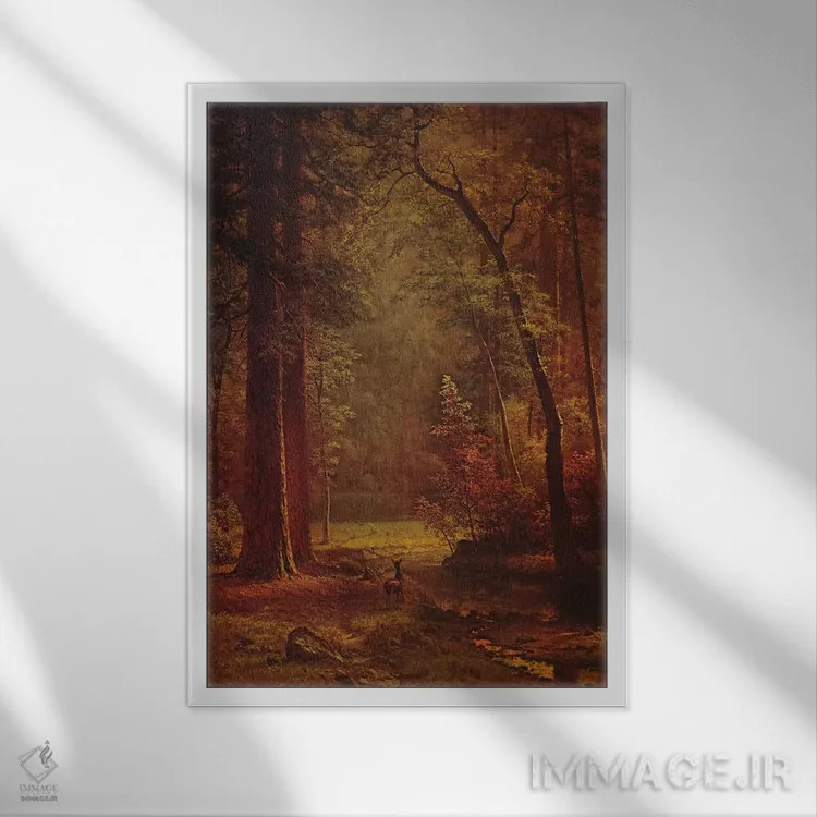 تابلو درخت داگوود (نوعی درخت گلدار) اثر آلبرت بیرشتات (نقاش منظره آمریکایی) - نمای قابدار سفید