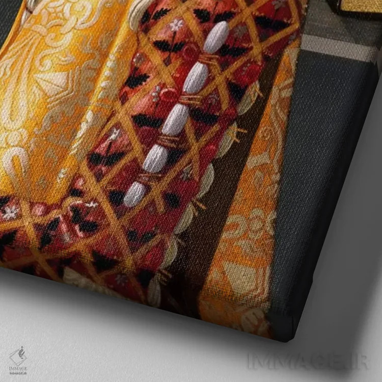 تابلو پرترهٔ جیووانا تورنابوئونی اثر دومنیکو گیرلاندایو (نقاش دوره رنسانس ایتالیا) - نمای نزدیک بافت بوم