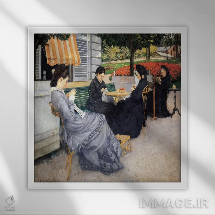 تابلو پرتره در طبیعت اثر گوستاو کایبوت - نمای قابدار سفید