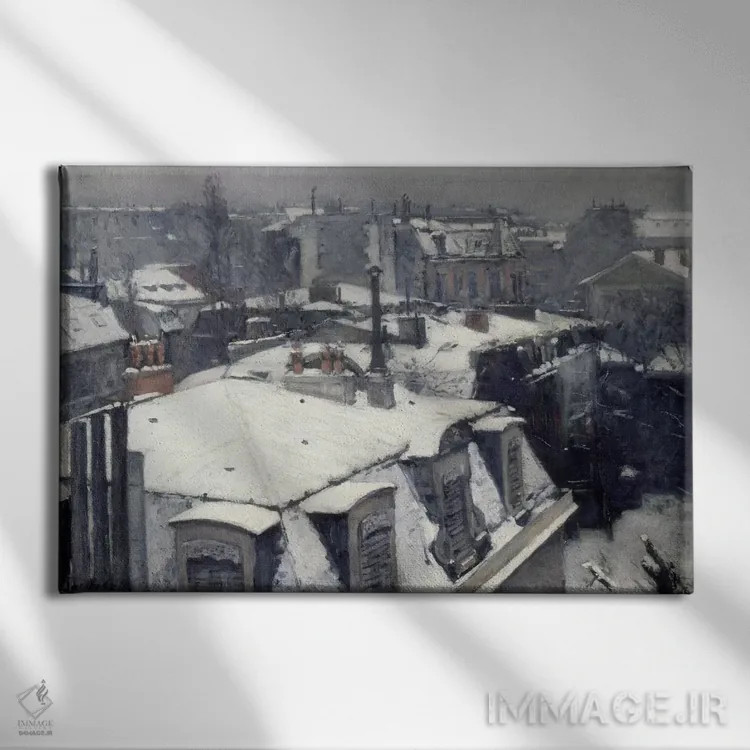 تابلو بامهای پوشیده از برف اثر گوستاو کایبوت - نمای روبهرو روی دیوار
