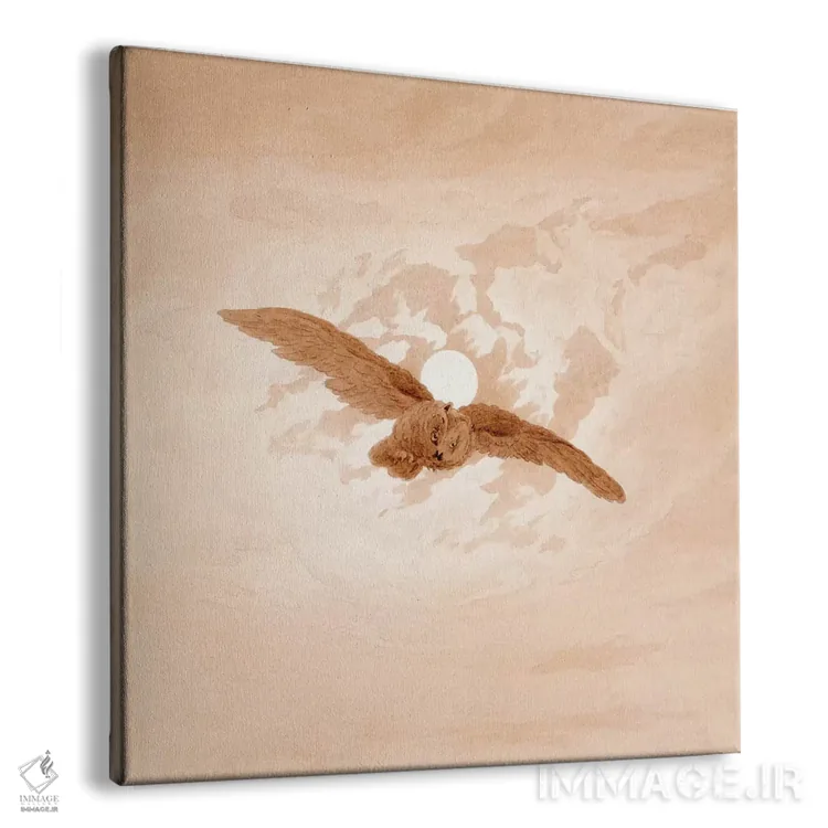 تابلو جغد در پرواز مقابل آسمان مهتابی اثر کاسپار داوید فریدریش (نقاش رمانتیک آلمانی) - نمای پرسپکتیو محصول