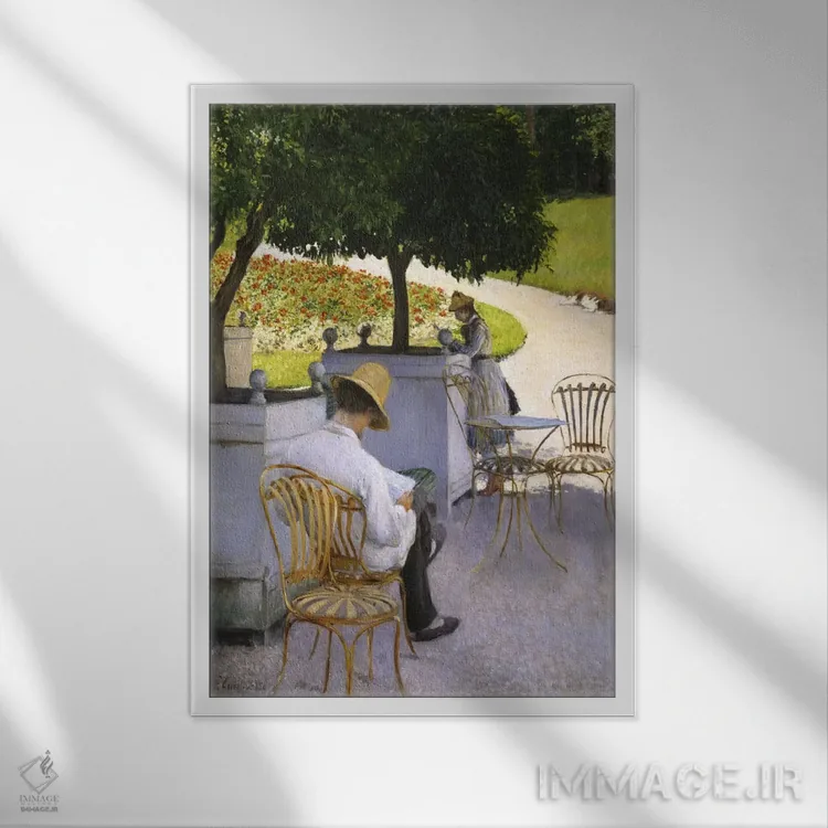 تابلو درختان پرتقال اثر گوستاو کایبوت - نمای قابدار سفید