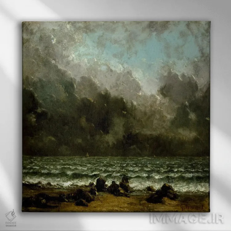 تابلو دریا اثر گوستاو کوربه - نمای روبهرو روی دیوار