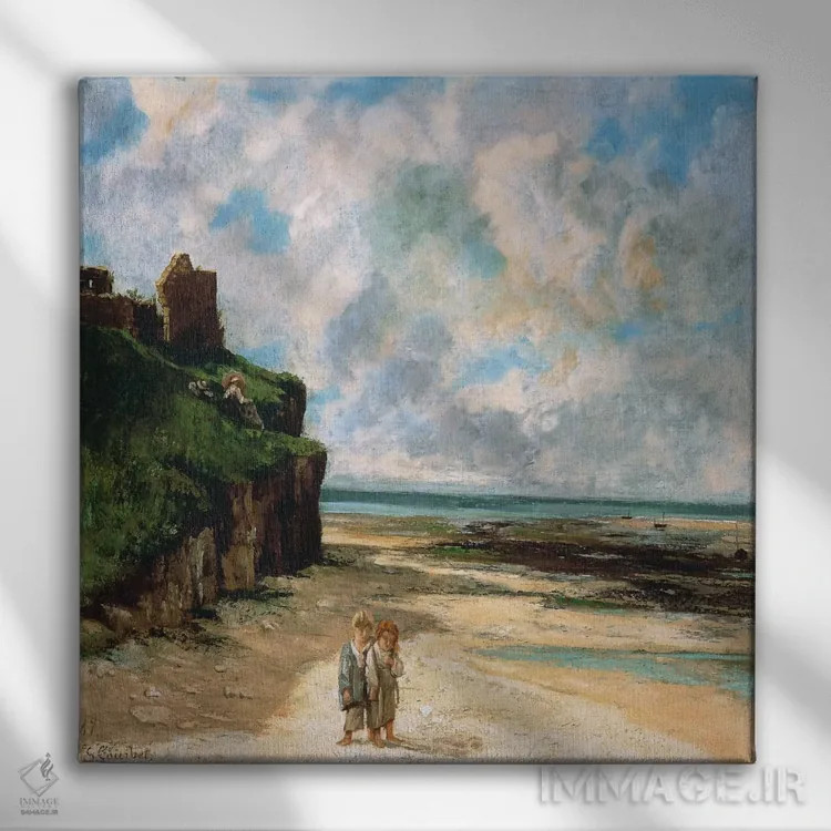 تابلو ساحل سنت اوبن سور مر اثر گوستاو کوربه - نمای روبهرو روی دیوار