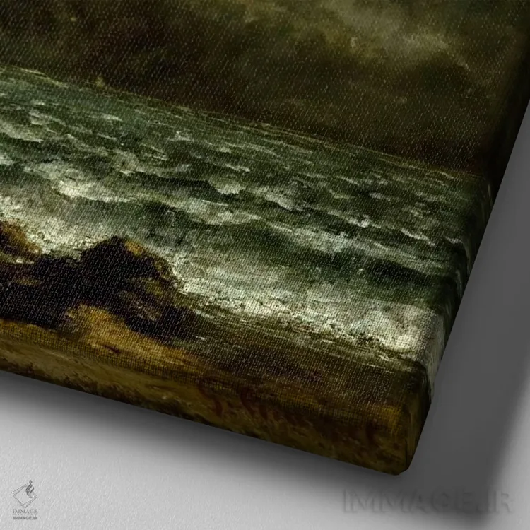 تابلو دریا اثر گوستاو کوربه - نمای نزدیک بافت بوم