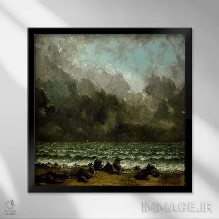 تابلو دریا اثر گوستاو کوربه - نمای قابدار مشکی