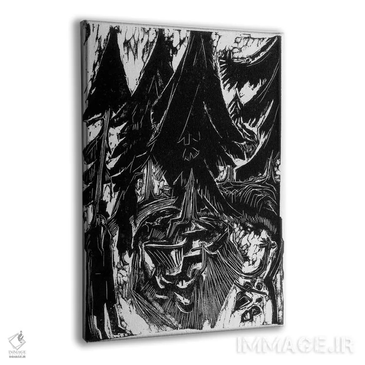 تابلو پیادهروی در آسایشگاه (۱۹۱۶) اثر ارنست لودویگ کیرشنر (نقاش اکسپرسیونیست آلمانی) - نمای پرسپکتیو محصول