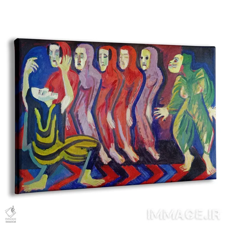 تابلو رقص مرگ مری ویگمان (۱۹۲۶–۱۹۲۸) اثر ارنست لودویگ کیرشنر (نقاش اکسپرسیونیست آلمانی) - نمای پرسپکتیو محصول