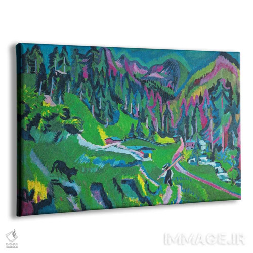 تابلو منظرهٔ درهٔ سرتیگتال اثر ارنست لودویگ کیرشنر (نقاش اکسپرسیونیست آلمانی) - نمای پرسپکتیو محصول