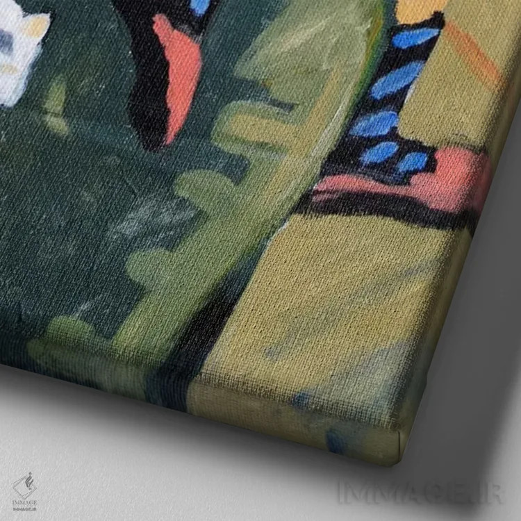 تابلو هنرمند زن اثر ارنست لودویگ کیرشنر (نقاش اکسپرسیونیست آلمانی) - نمای نزدیک بافت بوم