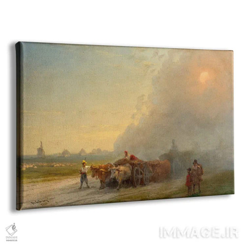 تابلو گاریهای گاوی در استپ اوکراین اثر ایوان آیوازوفسکی - نمای پرسپکتیو محصول